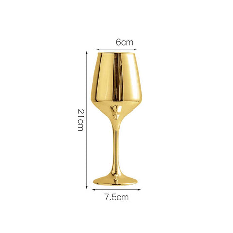 Glass Vase Wine Goblet Shape Table Flower Pot Ornament Home Decor - Golden