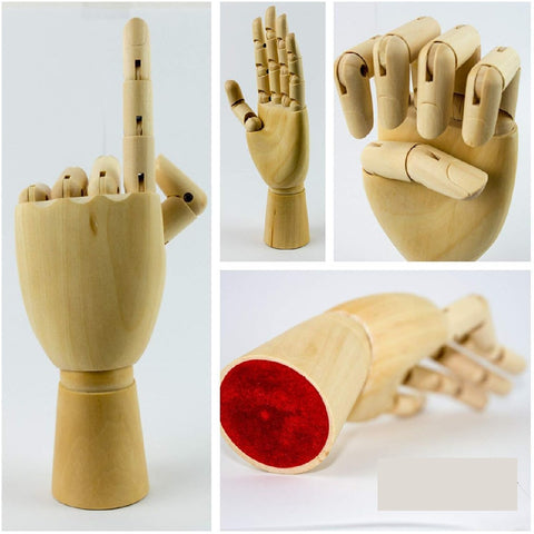 Classic Wooden Manikin Hand Statue Flexible Fingers Sculpture Home Decor