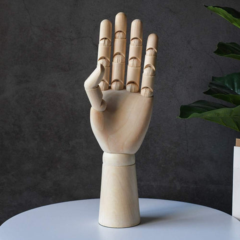 Classic Wooden Manikin Hand Statue Flexible Fingers Sculpture Home Decor