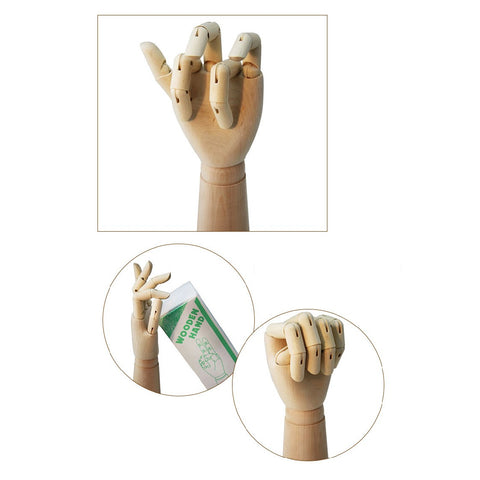 Classic Wooden Manikin Hand Statue Flexible Fingers Sculpture Home Decor