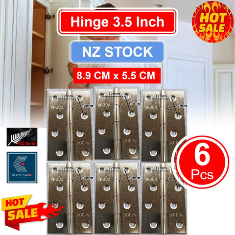 6Pcs Stainless Steel Door and Window Hinge 3.5inch Square Corner 8.9 cm x 5.5 cm