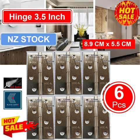 6Pcs Stainless Steel Door and Window Hinge 3.5inch Square Corner 8.9 cm x 5.5 cm