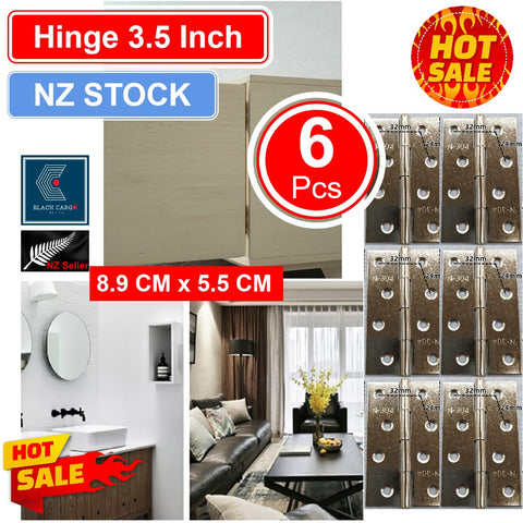6Pcs Stainless Steel Door and Window Hinge 3.5inch Square Corner 8.9 cm x 5.5 cm