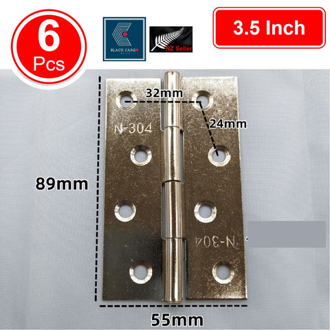 6Pcs Stainless Steel Door and Window Hinge 3.5inch Square Corner 8.9 cm x 5.5 cm