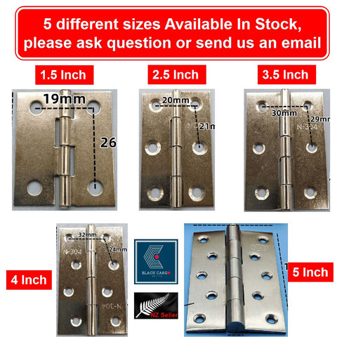 6Pcs Stainless Steel Door and Window Hinge 3.5inch Square Corner 8.9 cm x 5.5 cm