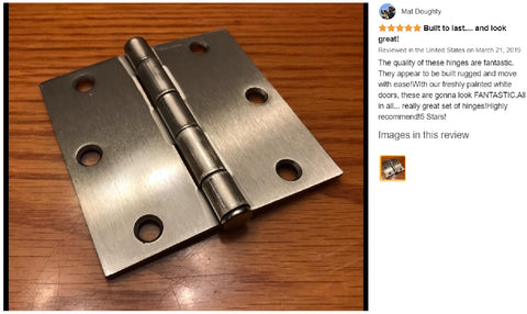 6Pcs Stainless Steel Door and Window Hinge 3.5inch Square Corner 8.9 cm x 5.5 cm