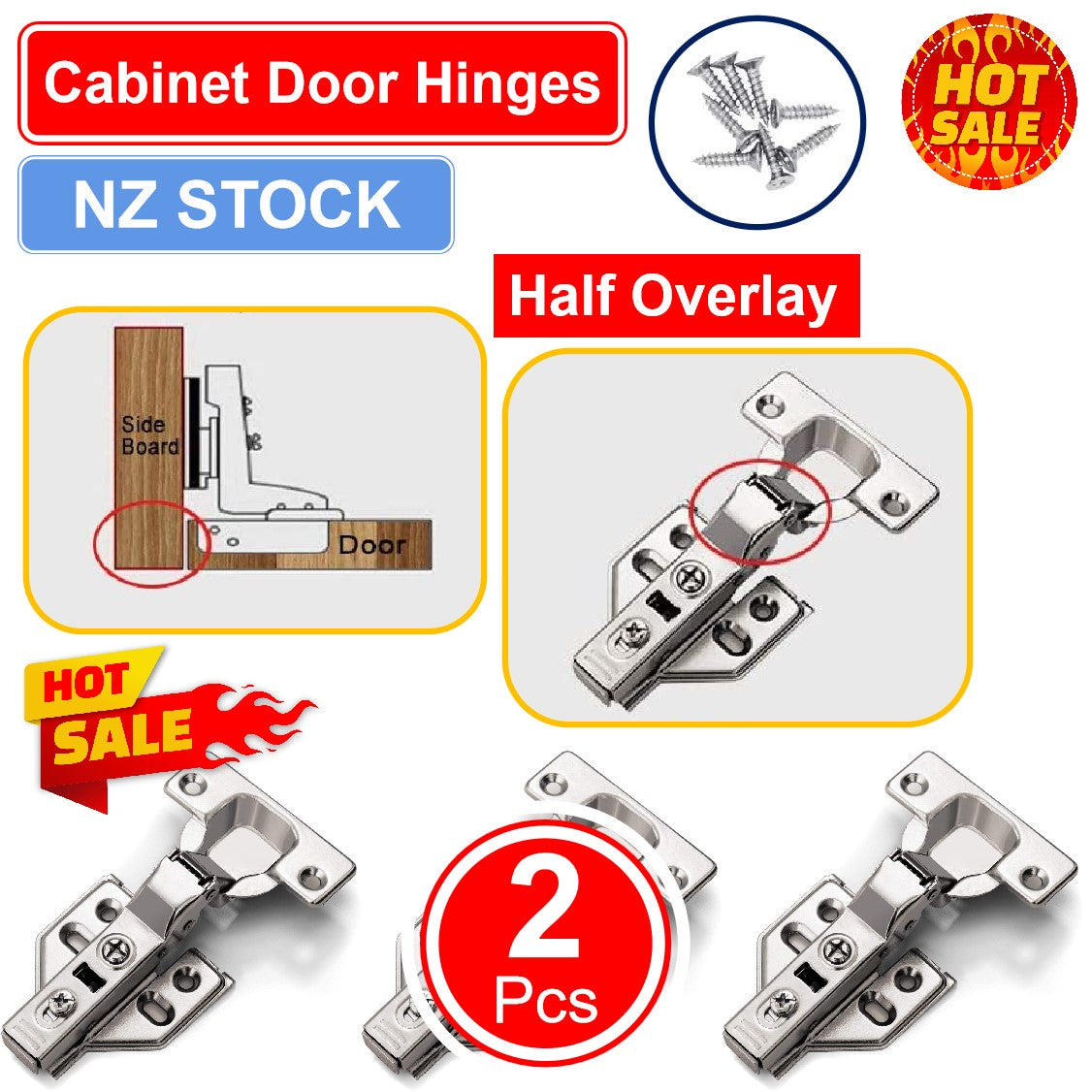 Cabinet Wardrobe Door Spring Hinge Half Overlay - Referdeal