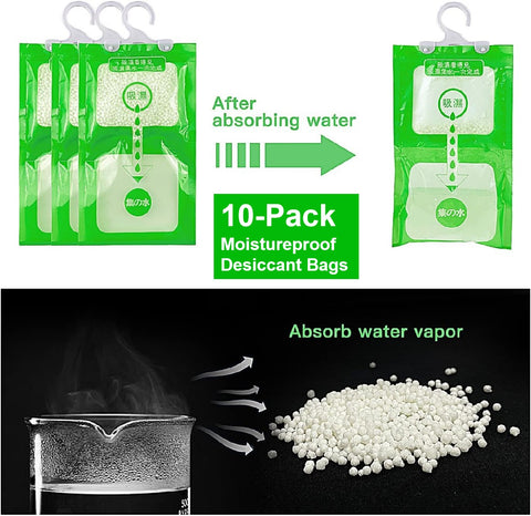 10 Pack Closet Wardrobe Dehumidifier Bags Moistureproof Desiccant Bags