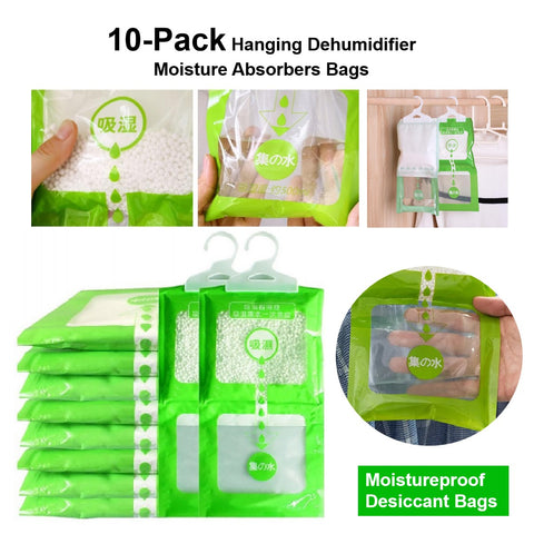 10 Pack Closet Wardrobe Dehumidifier Bags Moistureproof Desiccant Bags