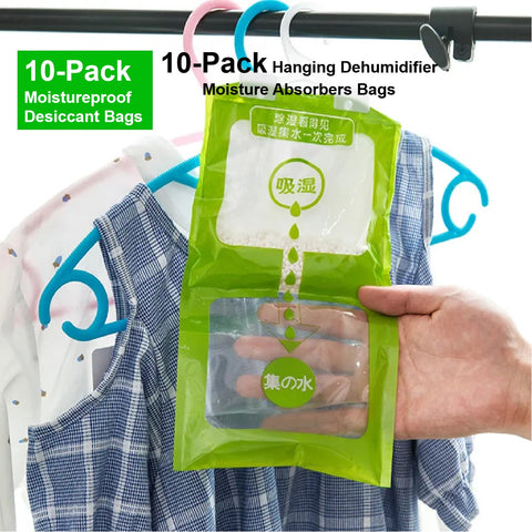 10 Pack Closet Wardrobe Dehumidifier Bags Moistureproof Desiccant Bags