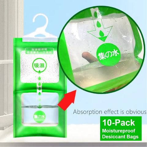 10 Pack Closet Wardrobe Dehumidifier Bags Moistureproof Desiccant Bags