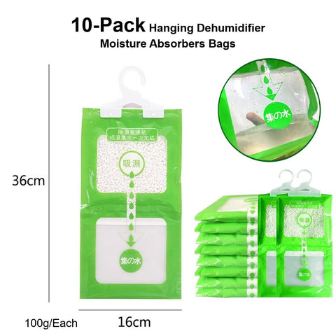 10 Pack Closet Wardrobe Dehumidifier Bags Moistureproof Desiccant Bags