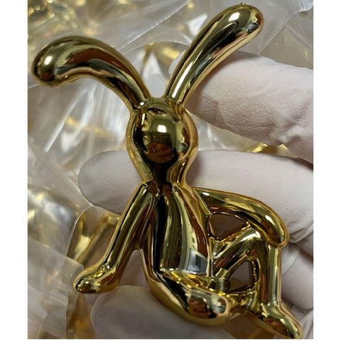 2Pcs Modern 3D Bunny Rabbit Bust Statue for Home Decoration - Gold