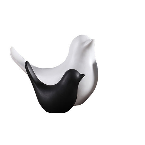 Ceramic Bird Figurine Set (Black & White)