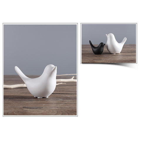 Ceramic Bird Figurine Set (Black & White)