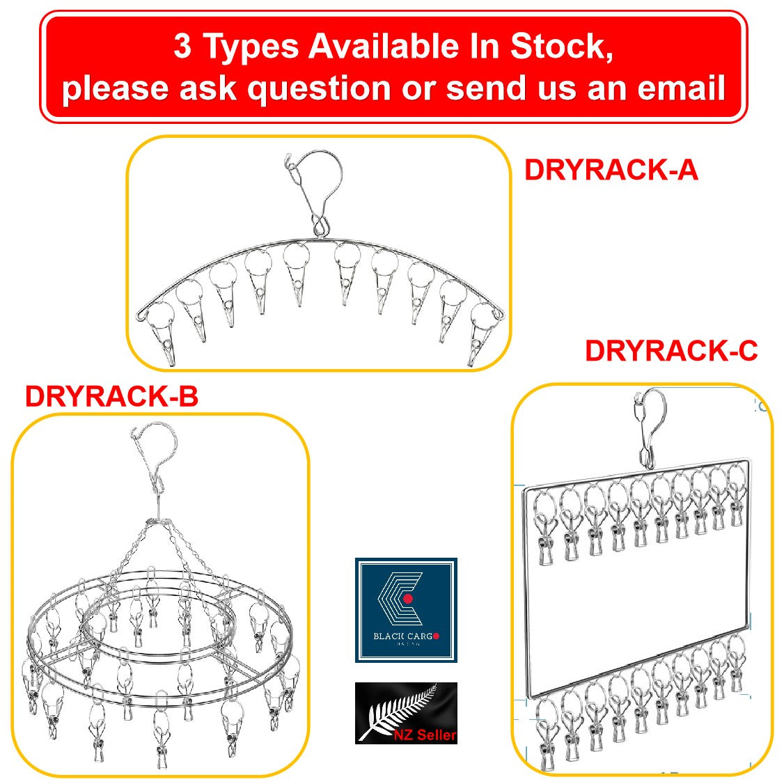 Clothes Drying Rack Sock Hanger Clothing Hanger Stainless Steel 10 Clips 2Pcs - Referdeal