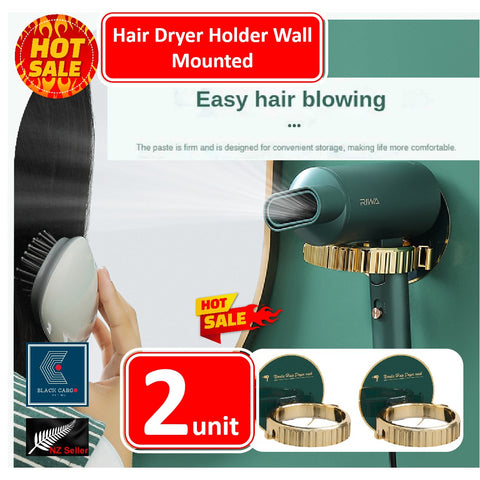 2Pack Wall Mount Hair Dryer Stand Holder Hands Free Hair Care Tools Holder