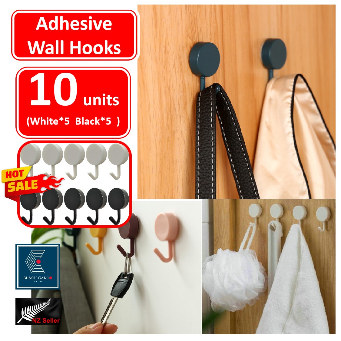 Adhesive Wall Hooks 10Pcs - Referdeal