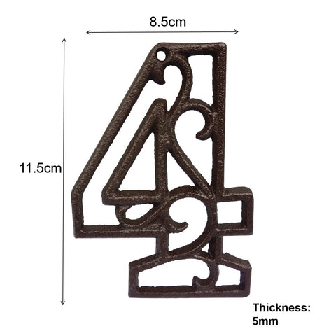 Vintage Solid Cast Iron 4.5inch House Numbers Letter Box Numbers-Number 4