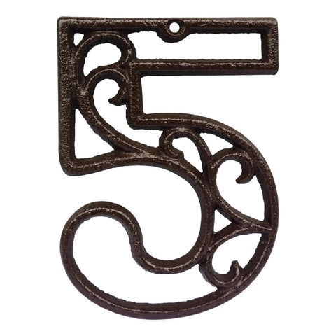 Vintage Solid Cast Iron 4.5inch House Numbers Letter Box Numbers-Number 5