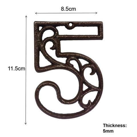 Vintage Solid Cast Iron 4.5inch House Numbers Letter Box Numbers-Number 5