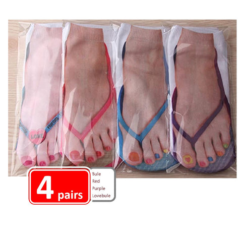 4Pack Novelty Crazy Fun Party Costume Dress 3D Pattern Jandals Socks