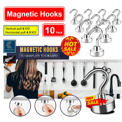 10Pack 8kg Magnetic Hooks Neodymium Magnet Hooks for Hanging