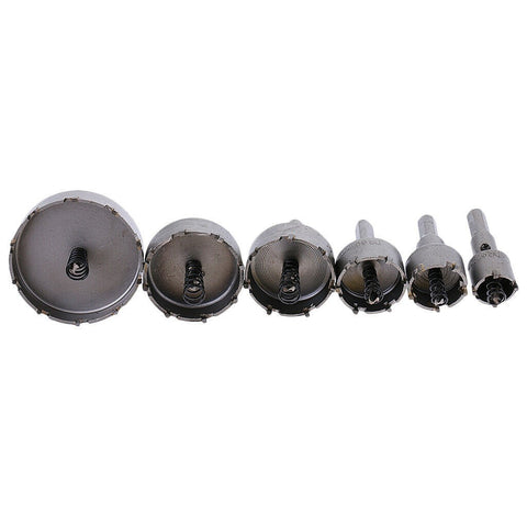 6Pcs Hole Saw Kit for Metal Tungsten Carbide Tipped Hole Saw Set Cutting 22-65mm