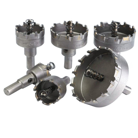 6Pcs Hole Saw Kit for Metal Tungsten Carbide Tipped Hole Saw Set Cutting 22-65mm