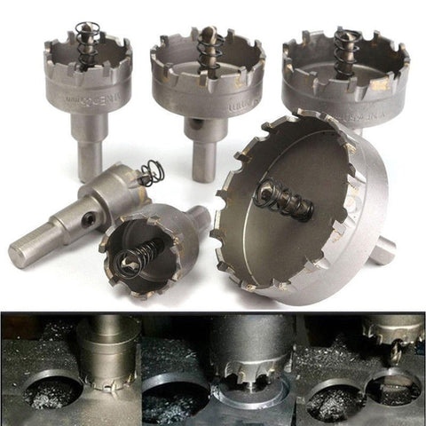 6Pcs Hole Saw Kit for Metal Tungsten Carbide Tipped Hole Saw Set Cutting 22-65mm