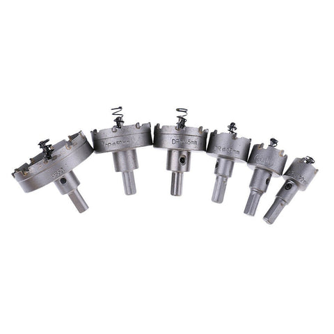 6Pcs Hole Saw Kit for Metal Tungsten Carbide Tipped Hole Saw Set Cutting 22-65mm