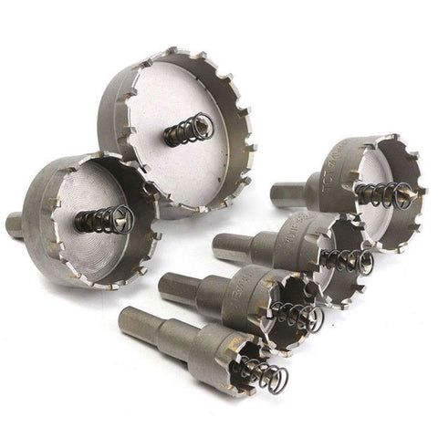 6Pcs Hole Saw Kit for Metal Tungsten Carbide Tipped Hole Saw Set Cutting 22-65mm