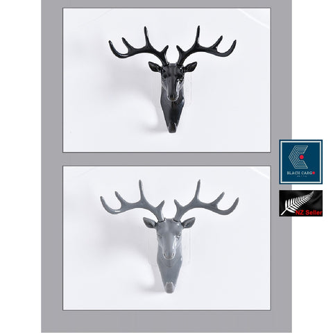 Grey 3D Deer Head Wall Mount Hanging Decorative sculpture Hook