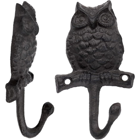 Vintage Metal Wall Mount Hook Key Holder Coat Hat Hanger Rustic Cast Iron - Owl