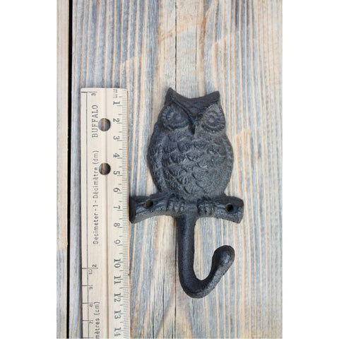 Vintage Metal Wall Mount Hook Key Holder Coat Hat Hanger Rustic Cast Iron - Owl