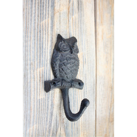 Vintage Metal Wall Mount Hook Key Holder Coat Hat Hanger Rustic Cast Iron - Owl