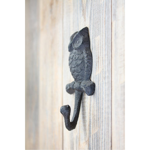 Vintage Metal Wall Mount Hook Key Holder Coat Hat Hanger Rustic Cast Iron - Owl