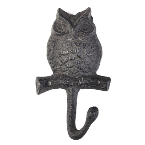 Vintage Metal Wall Mount Hook Key Holder Coat Hat Hanger Rustic Cast Iron - Owl