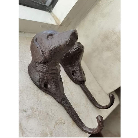 Vintage Metal Wall Mount Hook Key Holder Coat Hat Hanger Rustic Cast Iron - Dog