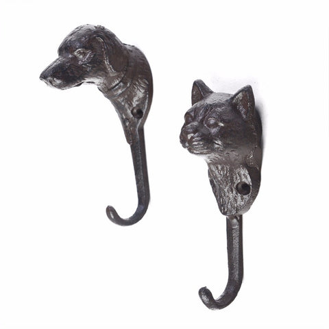 Vintage Metal Wall Mount Hook Key Holder Coat Hat Hanger Rustic Cast Iron - Cat