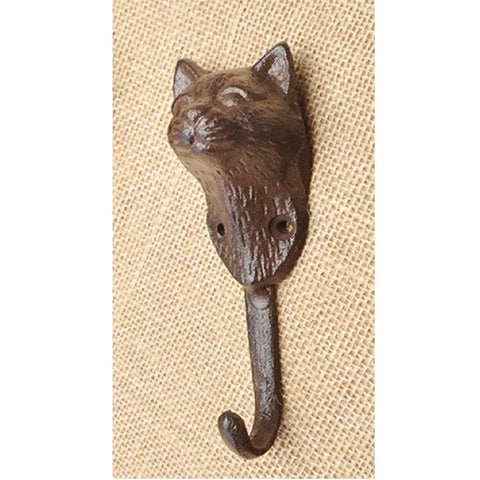 Vintage Metal Wall Mount Hook Key Holder Coat Hat Hanger Rustic Cast Iron - Cat