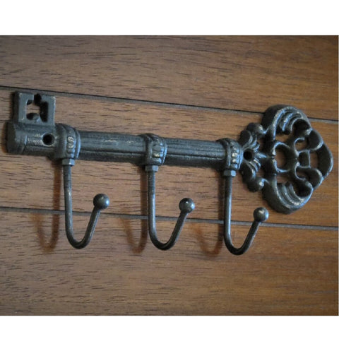 Vintage Cast Iron Wall Hook Coat Rack Hanger Key Holder 3 Hooks Heavy Duty