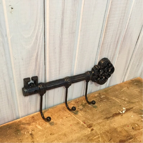 Vintage Cast Iron Wall Hook Coat Rack Hanger Key Holder 3 Hooks Heavy Duty