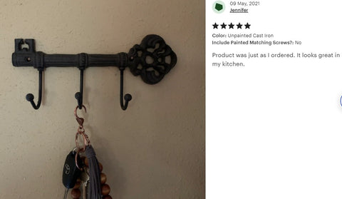 Vintage Cast Iron Wall Hook Coat Rack Hanger Key Holder 3 Hooks Heavy Duty