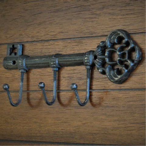 Vintage Cast Iron Wall Hook Coat Rack Hanger Key Holder 3 Hooks Heavy Duty