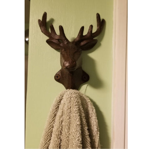 Vintage Cast Iron Deer Head Hook Heavy Duty Wall Mount Hook Key Holder Coat Rack