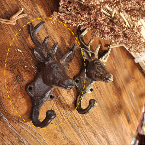 Vintage Cast Iron Deer Head Hook Heavy Duty Wall Mount Hook Key Holder Coat Rack