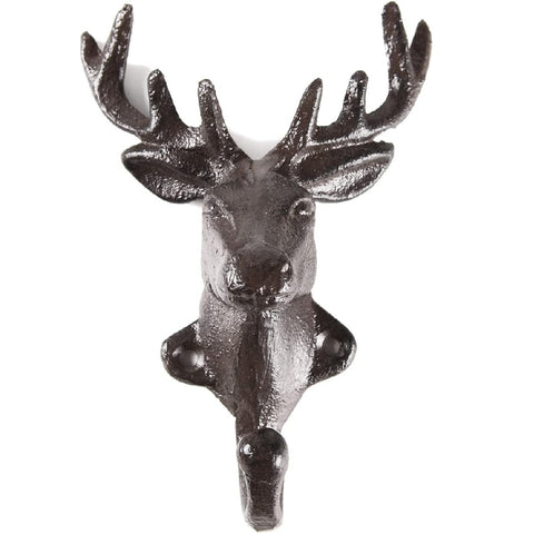 Vintage Cast Iron Deer Head Hook Heavy Duty Wall Mount Hook Key Holder Coat Rack