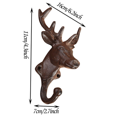 Vintage Cast Iron Deer Head Hook Heavy Duty Wall Mount Hook Key Holder Coat Rack