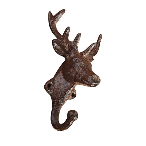 Vintage Cast Iron Deer Head Hook Heavy Duty Wall Mount Hook Key Holder Coat Rack